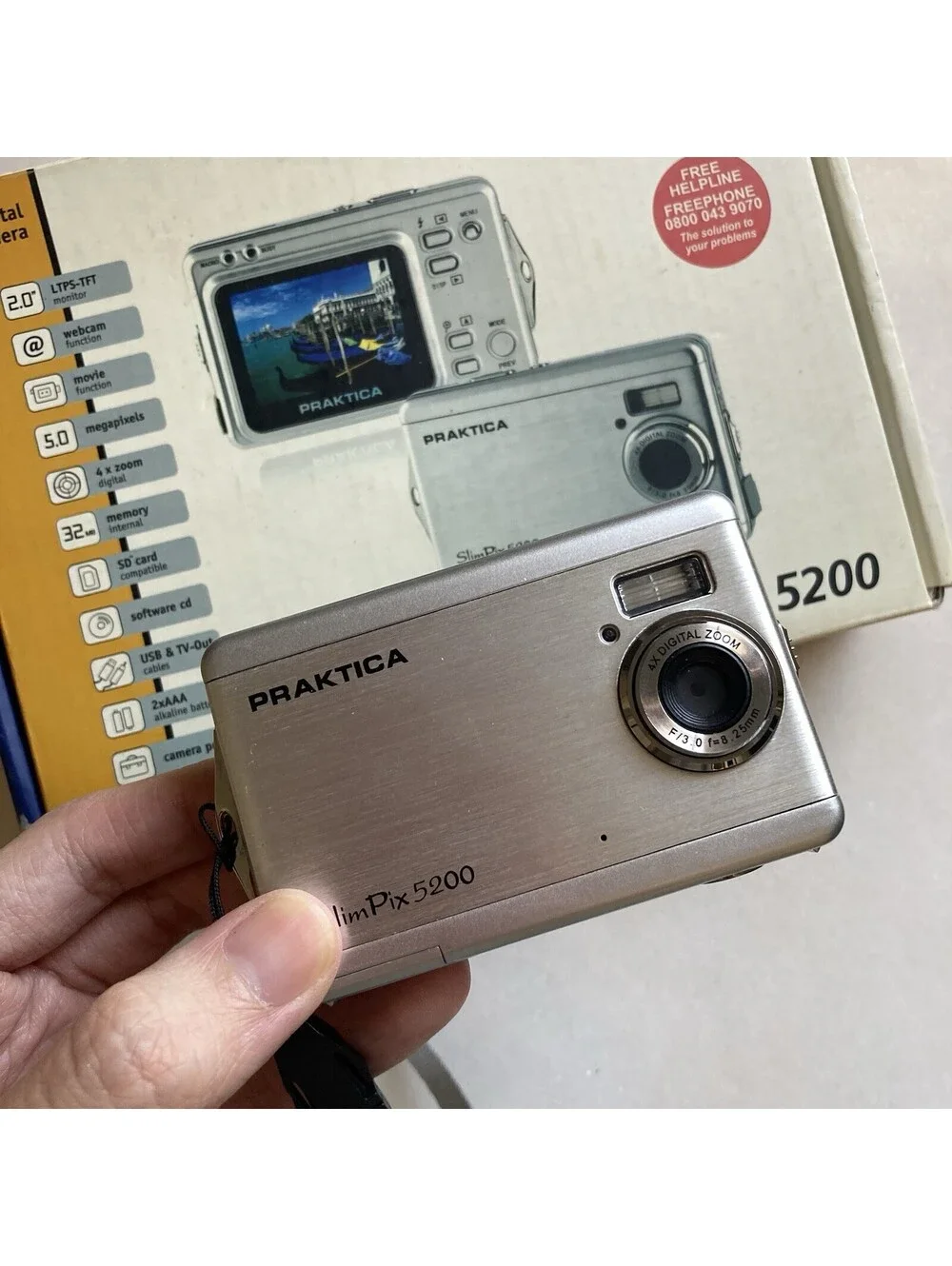 Praktica SlimPix 5200 Y2K Vintage Compact Digital Camera Silver Compact Tested